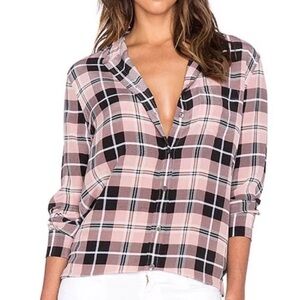 Equipment Reese Pink Plaid Silk Blouse XS 283
